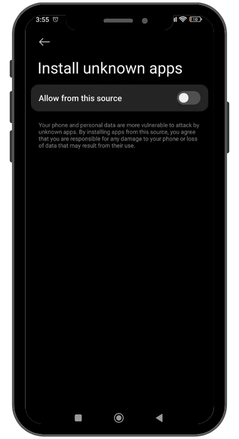 Allow from this source Geometry Dash APK